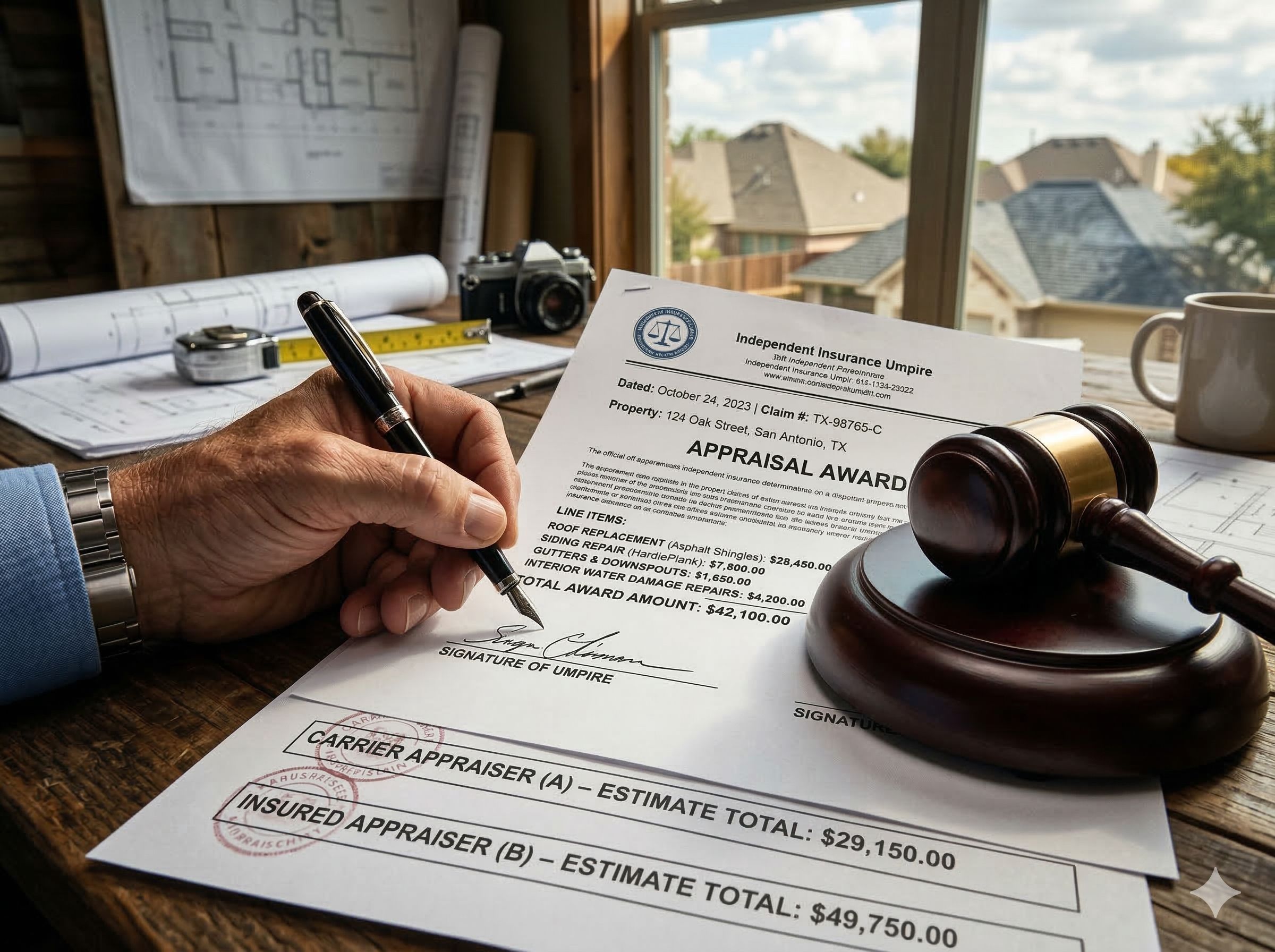 Binding insurance appraisal award and umpire decision document